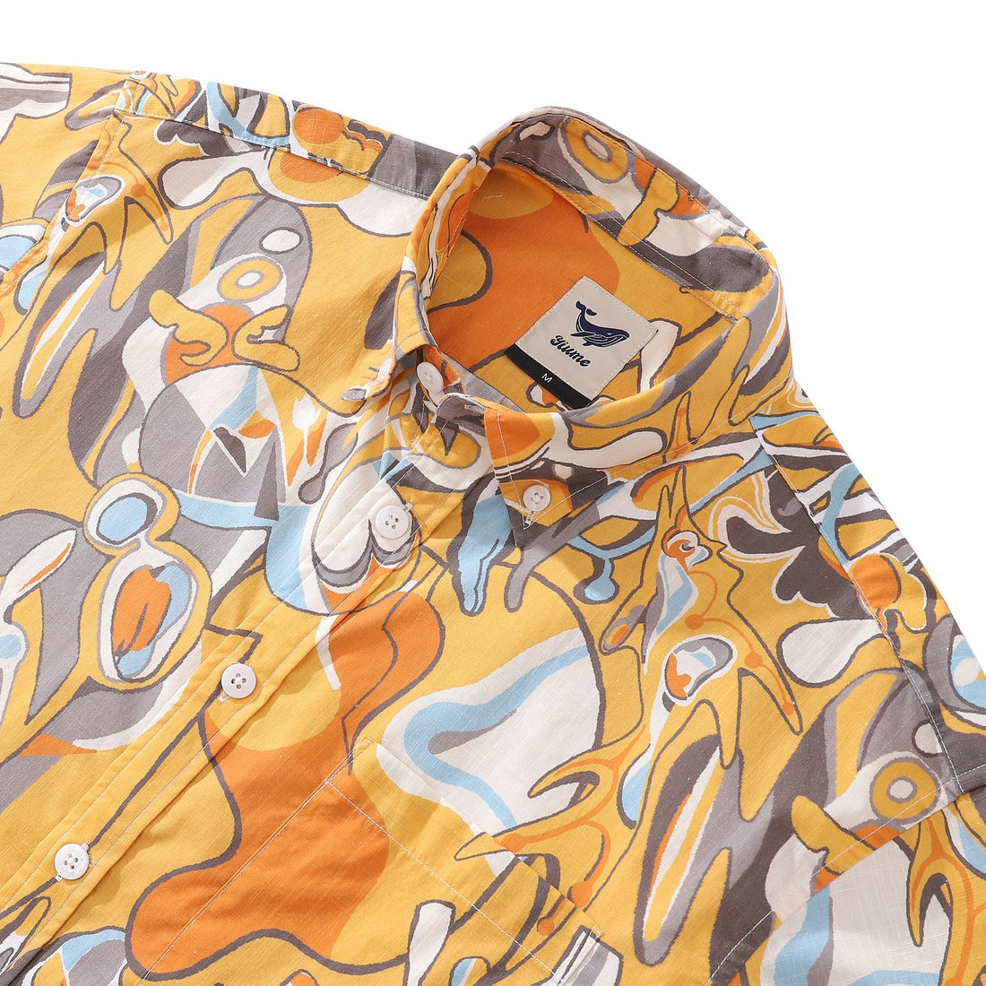 Men's Tropical Abstract Jazz Print Cotton Short Sleeve Shirt