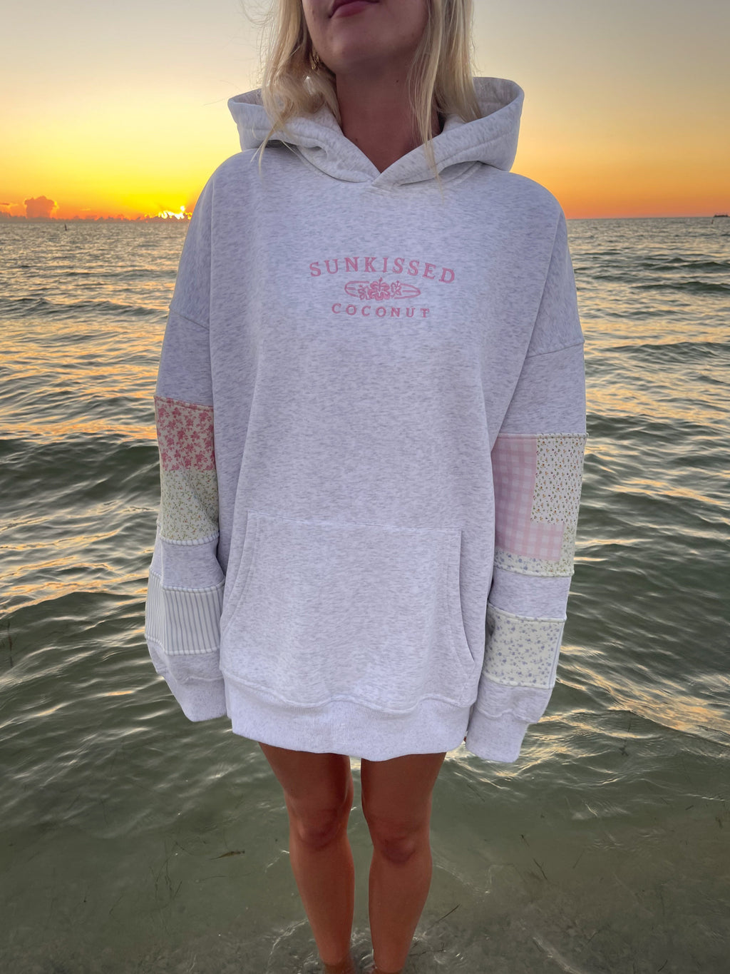 Quilted Pastel Embroidered Hoodie - Cozy Unisex Pullover