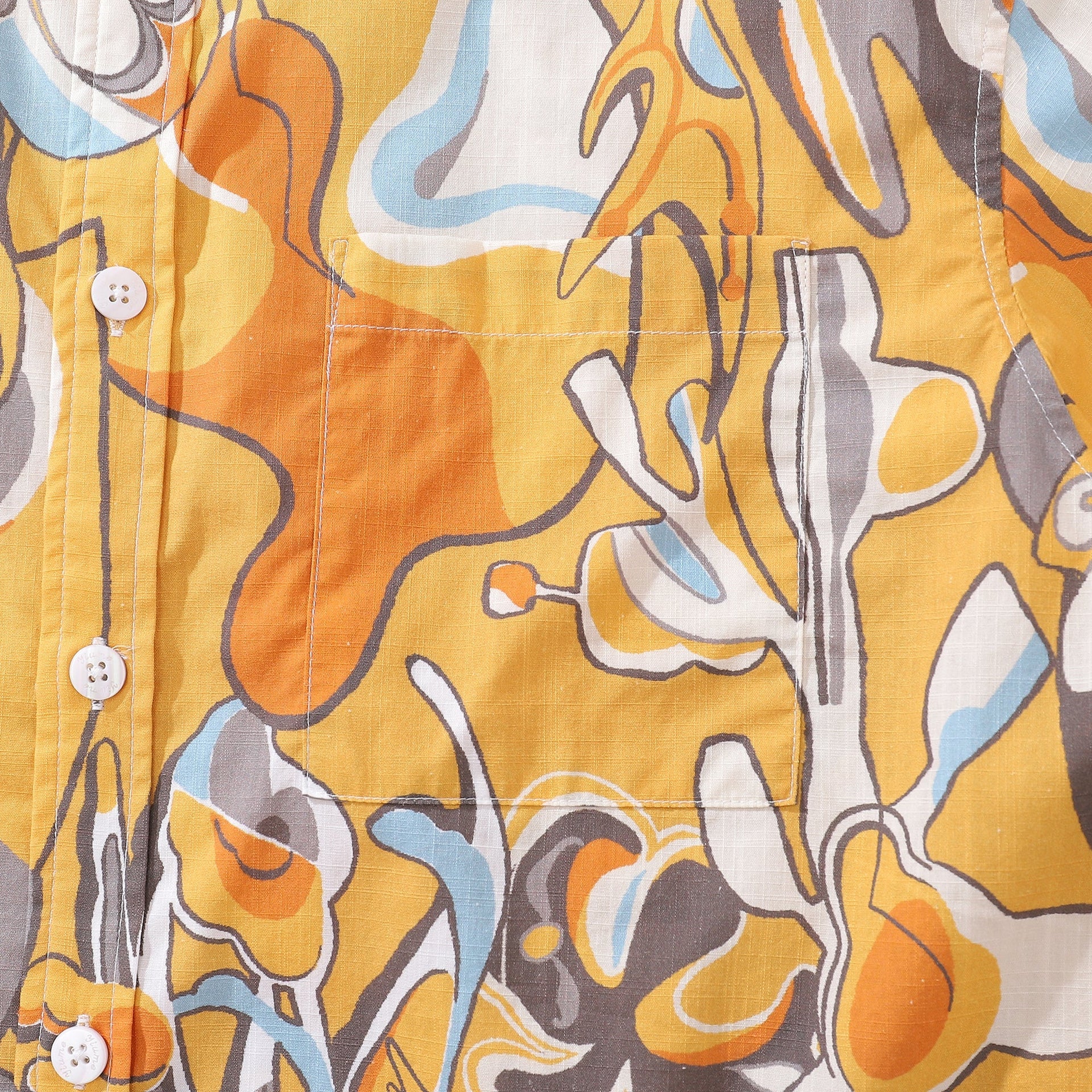 Men's Tropical Abstract Jazz Print Cotton Short Sleeve Shirt