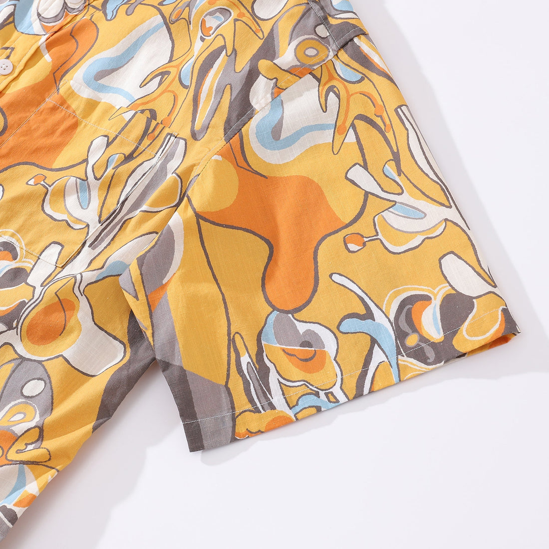 Men's Tropical Abstract Jazz Print Cotton Short Sleeve Shirt