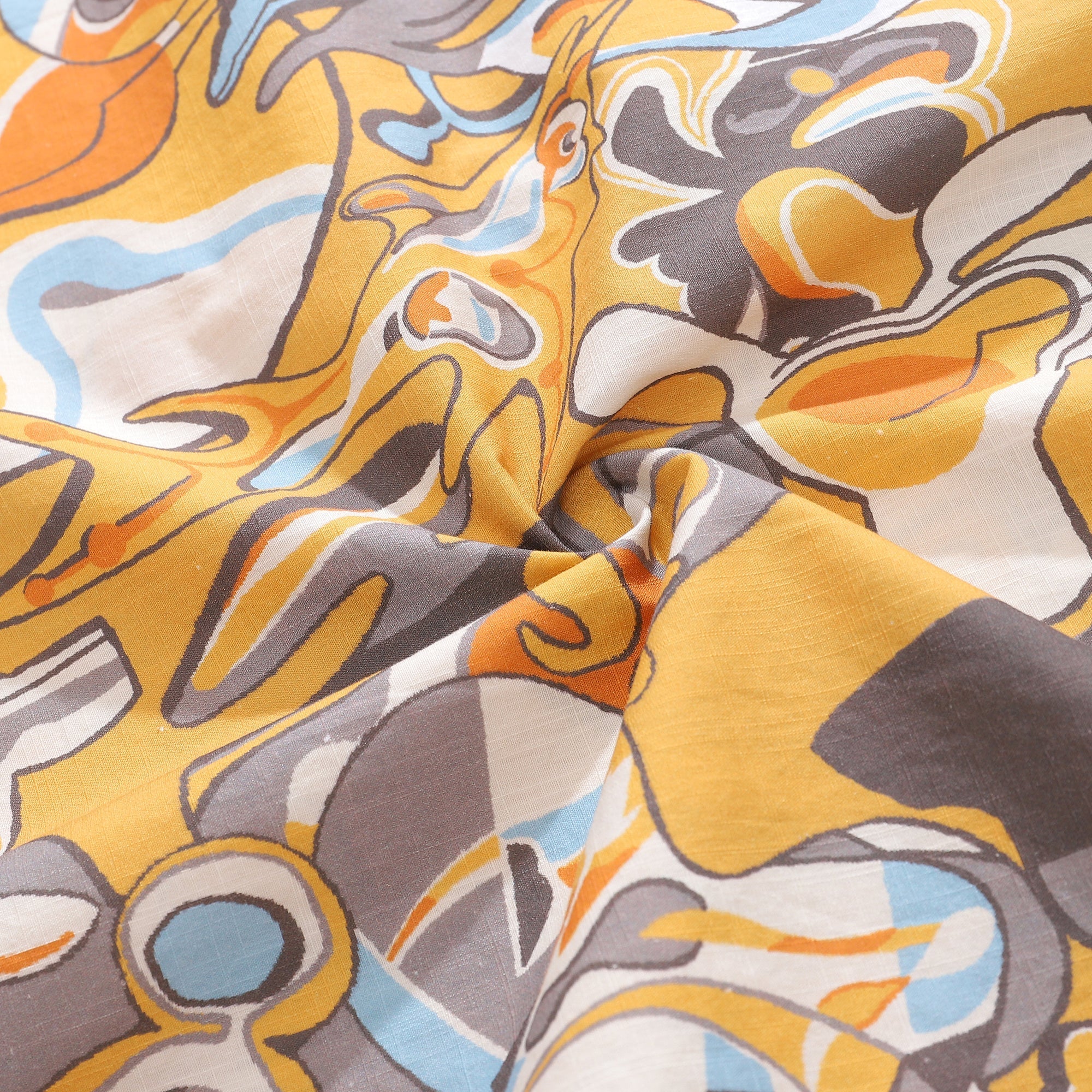 Men's Tropical Abstract Jazz Print Cotton Short Sleeve Shirt