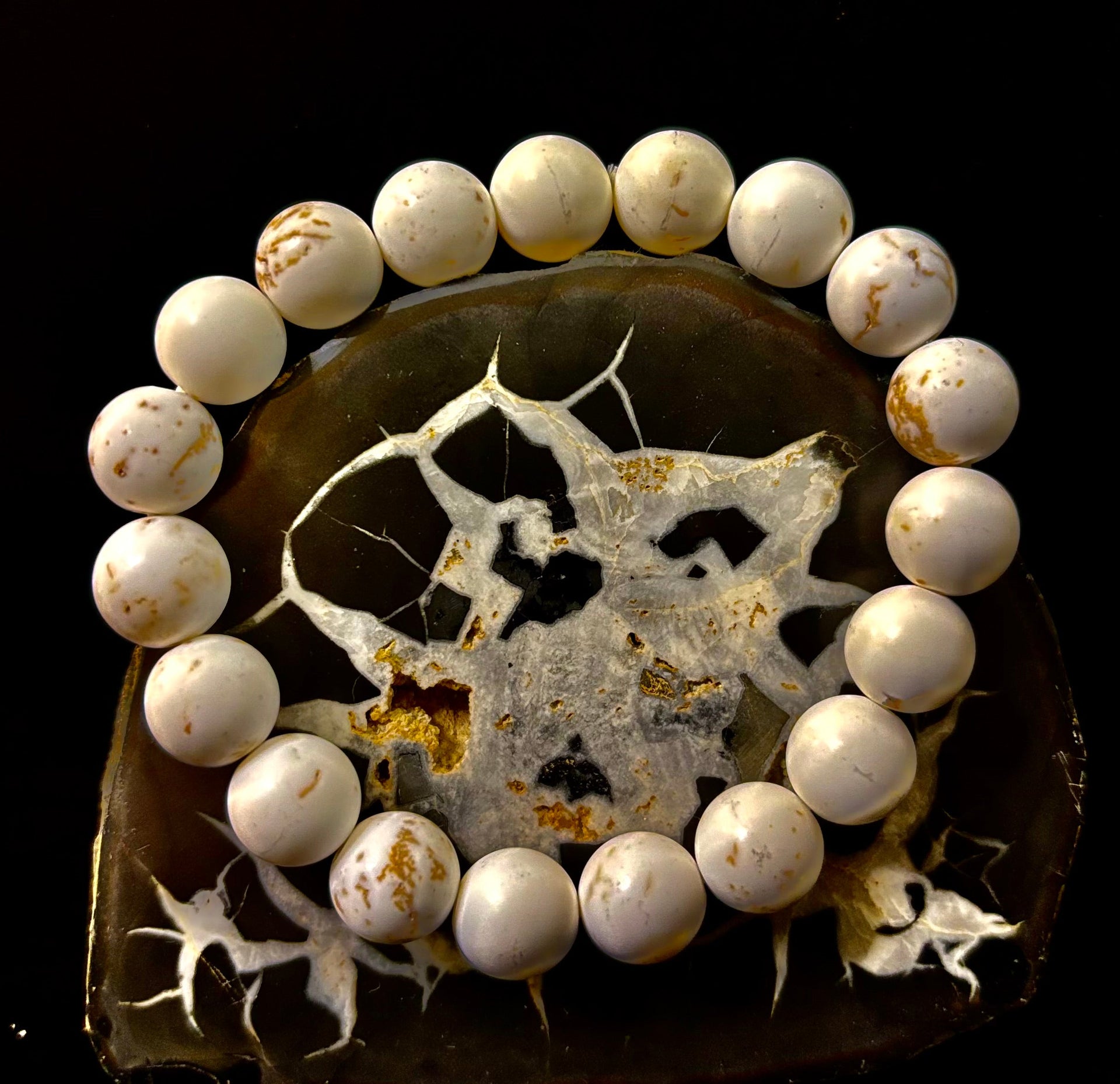Pure Calm White Turquoise Bracelet – 10mm Matte Reiki-Infused Power Bracelet (Medium Fit)