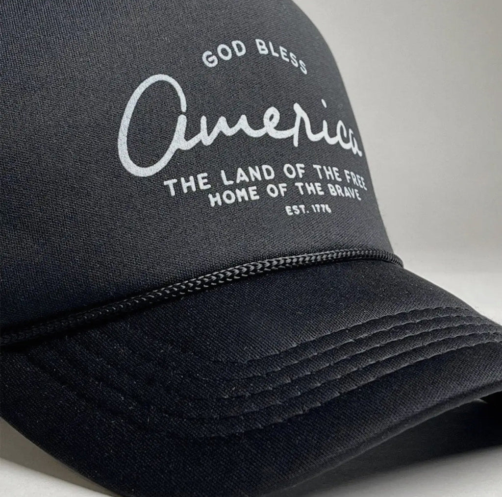 God Bless America Trucker Hat - Adjustable Snapback Streetwear Cap
