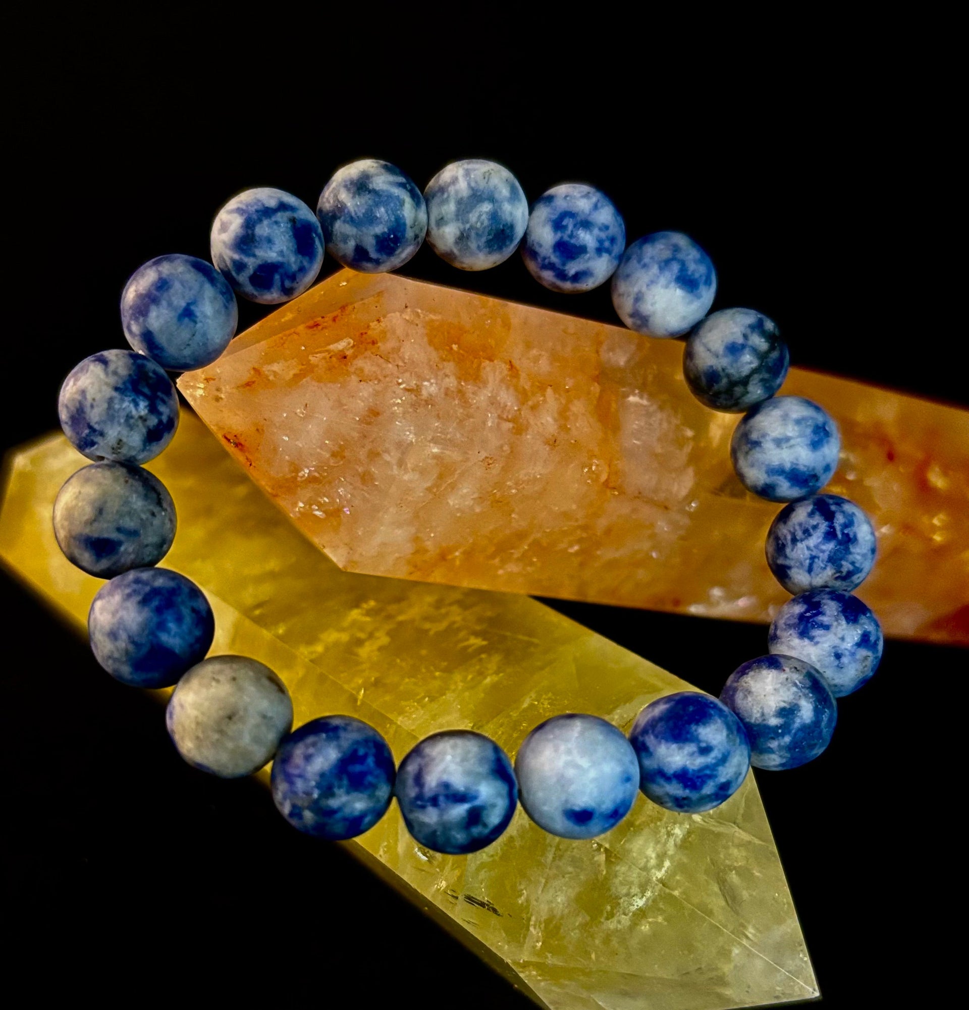 Clarity Stone Sodalite Bracelet – 10mm Matte Reiki-Infused Calm & Communication Power Bracelet (Medium–Large Fit)