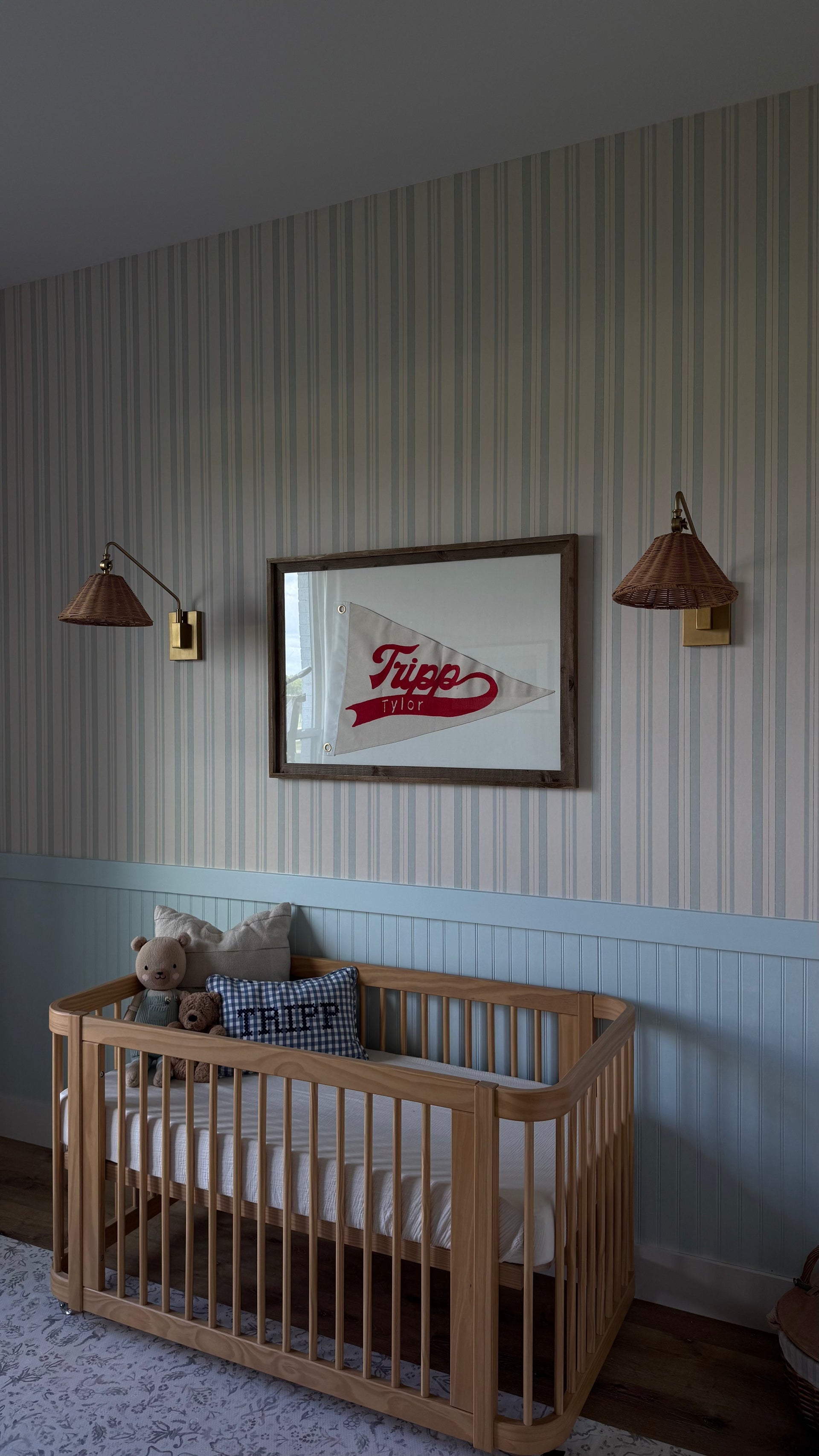 Joey Striped Removable Wallpaper in Light Blue & Cream
