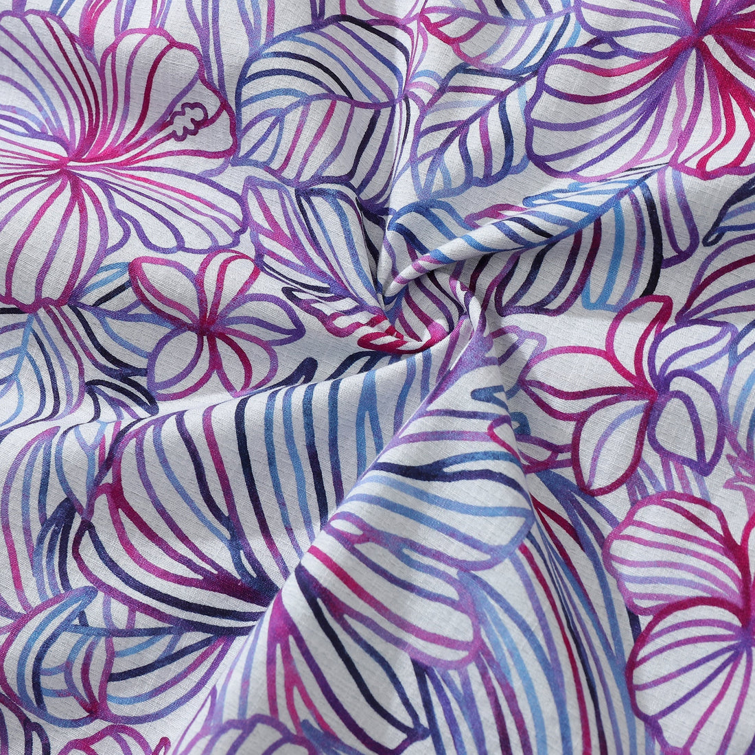 Men's Purple Tropical Floral Hawaiian Shirt Cotton Button Down