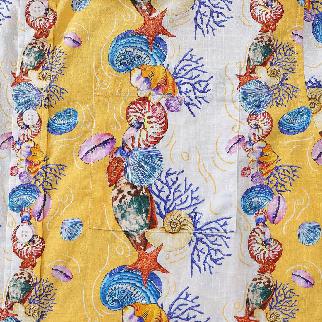 Men's Hawaiian Shirt Shell-Stripes Short Sleeve Aloha