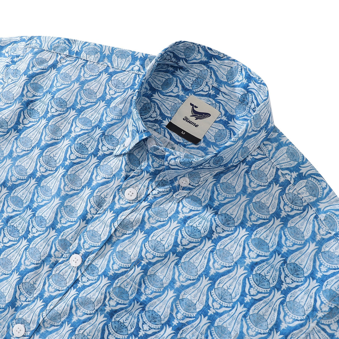 Men's Vintage Floral Hawaiian Button-Down Shirt in 100% Cotton