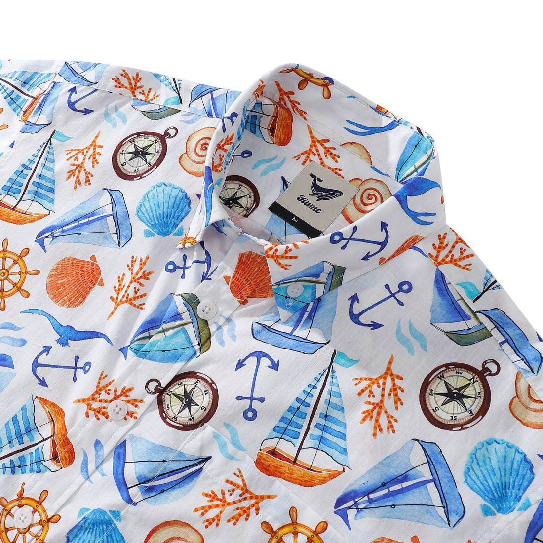 1970s Vintage Nautical Sailing Adventure Cotton Hawaiian Shirt