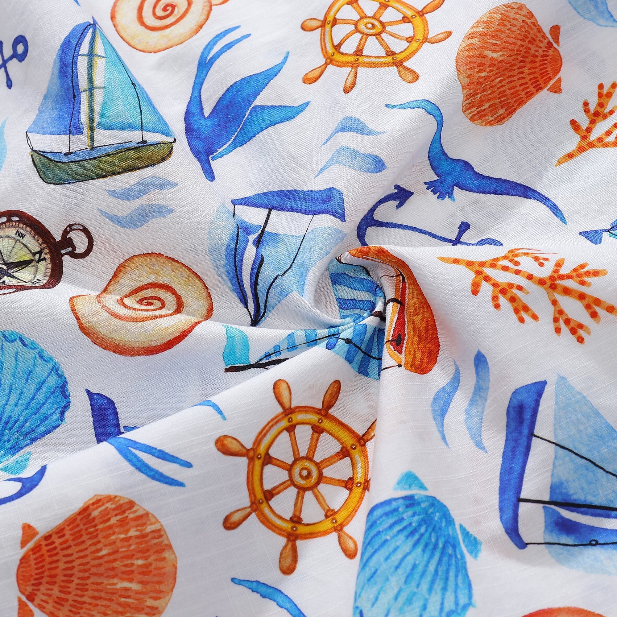 1970s Vintage Nautical Sailing Adventure Cotton Hawaiian Shirt