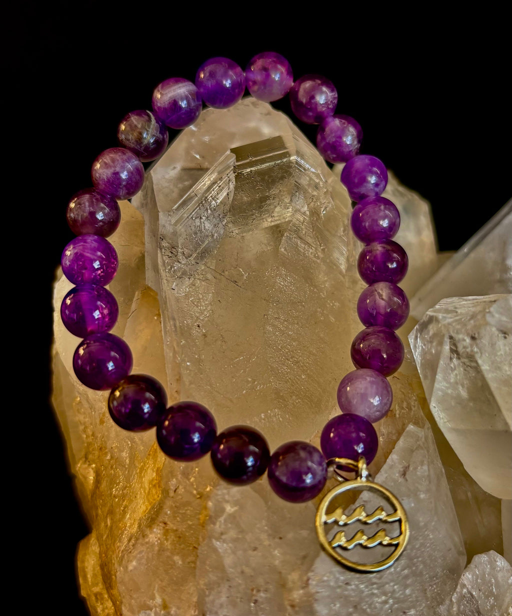 Zodiac Vibes Natural Gemstone Bead Bracelet with Astrological Charm - Image 25