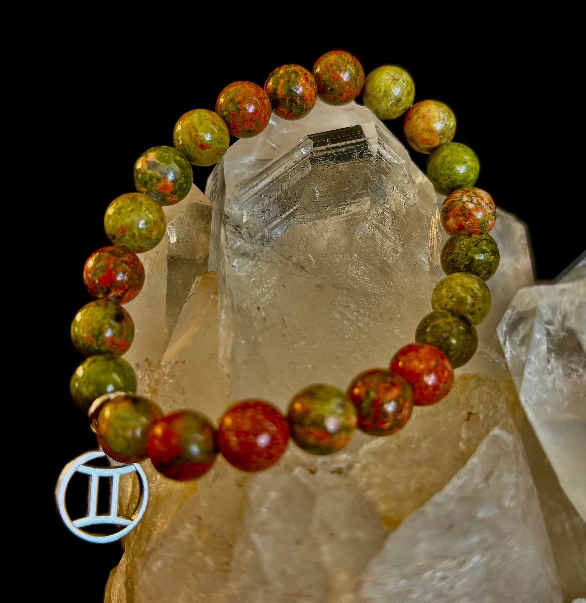 Zodiac Vibes Natural Gemstone Bead Bracelet with Astrological Charm - Image 3
