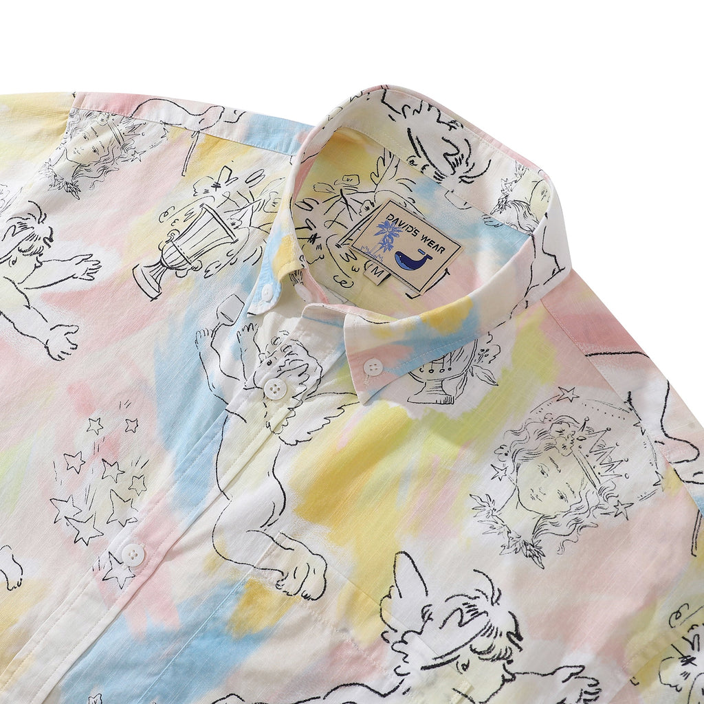 Vintage 1980s Abstract Print Short Sleeve Hawaiian Aloha Shirt