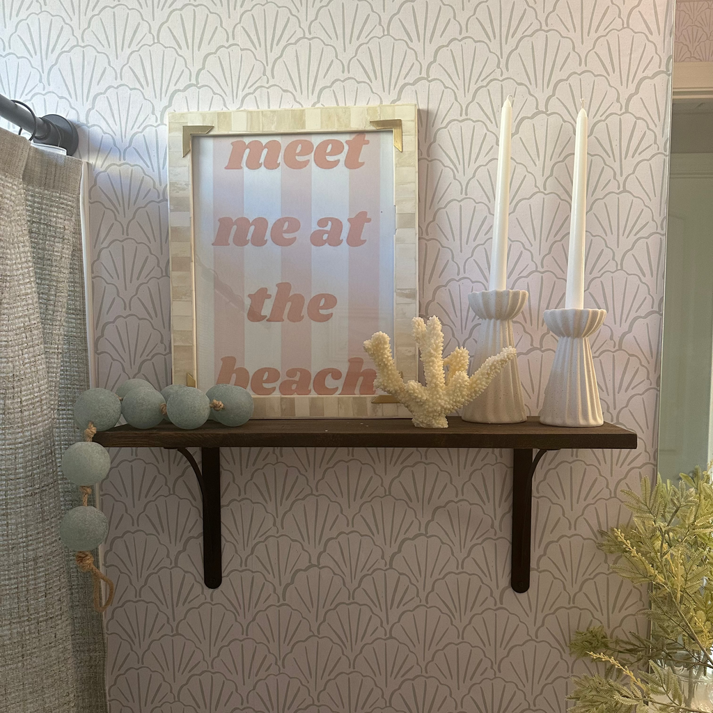 Coralie geometric wallpaper in white and pale-blue coastal palette