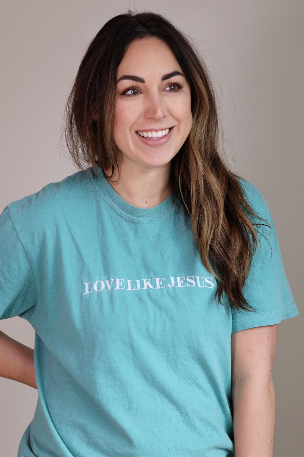 Comfort Colors Embroidered Tee Love Like Jesus