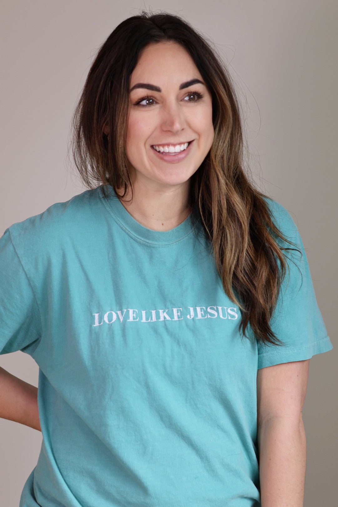 Comfort Colors Embroidered Tee Love Like Jesus