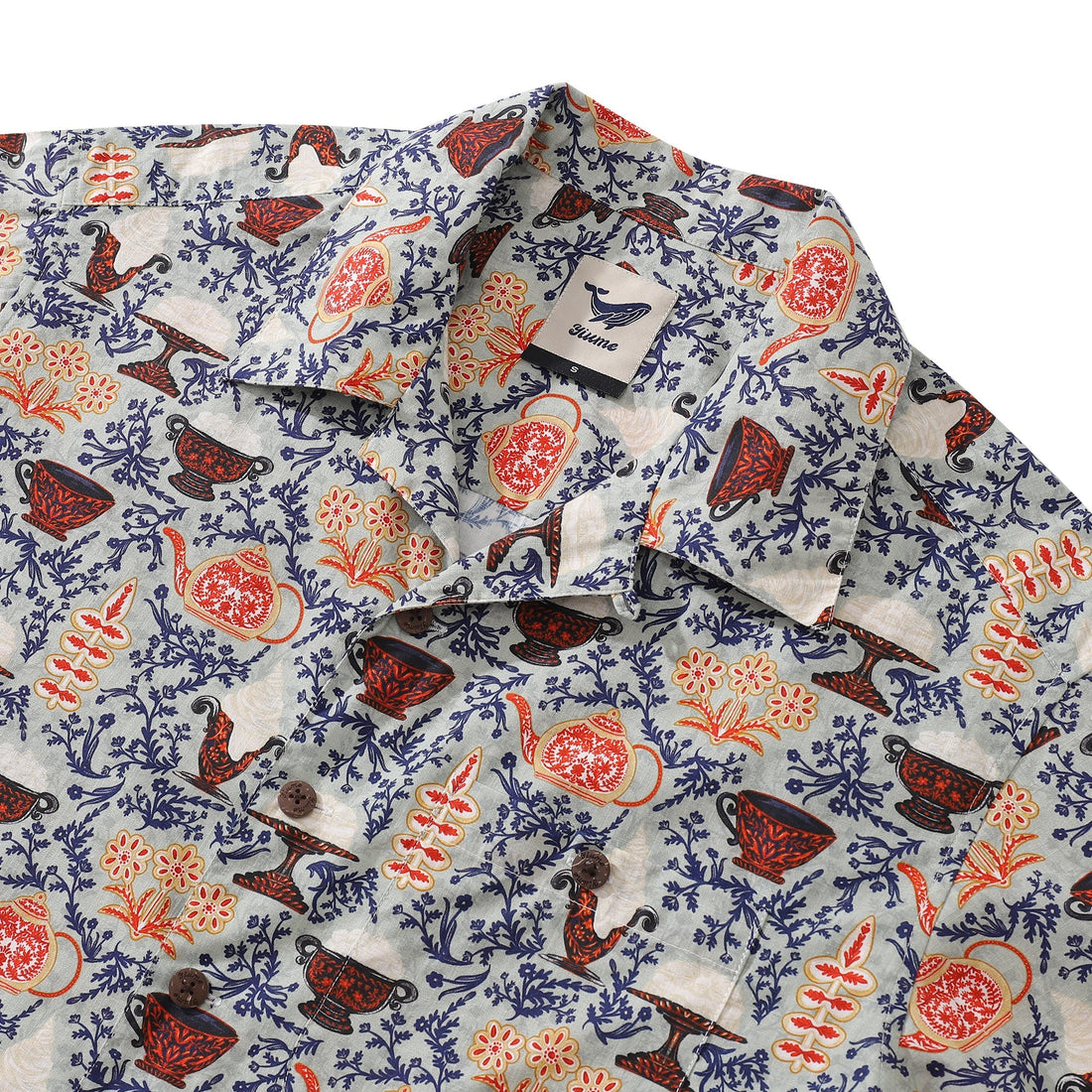 Cookies and Semla Fika Print Cotton Camp Collar Shirt