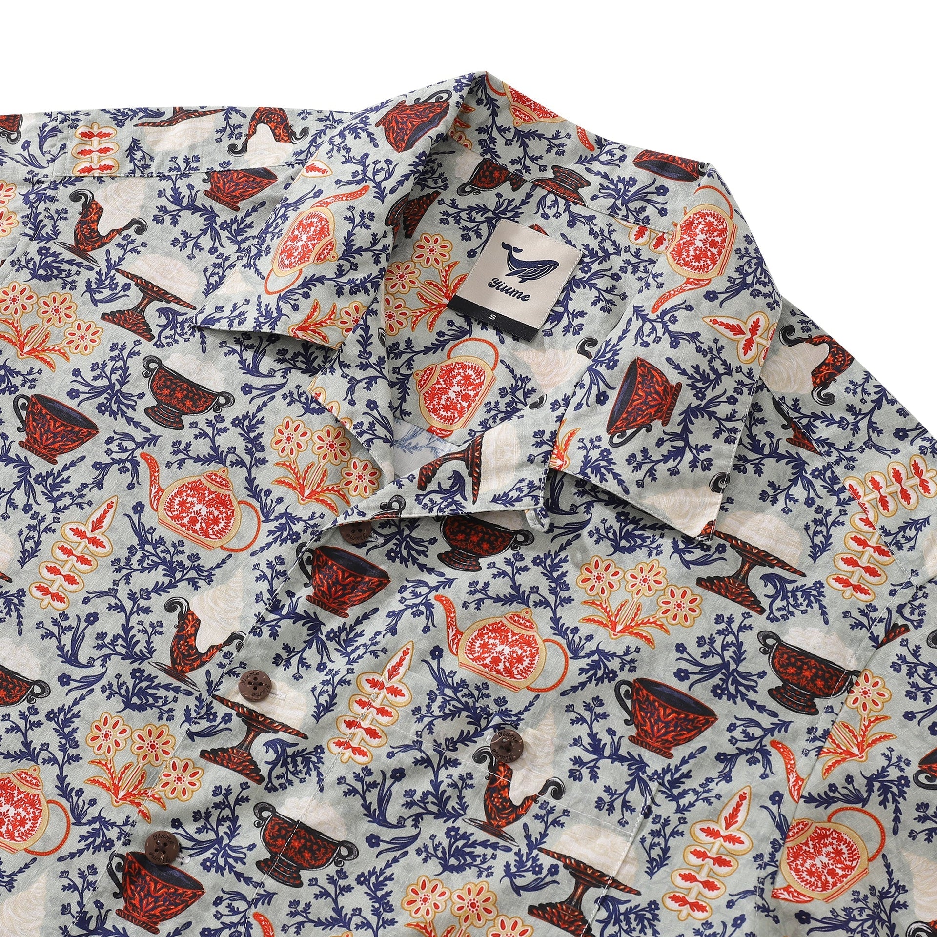 Cookies and Semla Fika Print Cotton Camp Collar Shirt