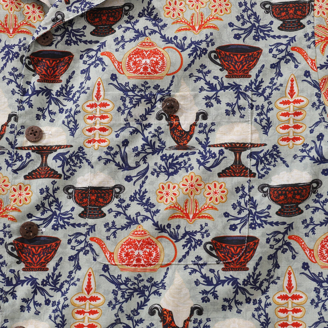 Cookies and Semla Fika Print Cotton Camp Collar Shirt