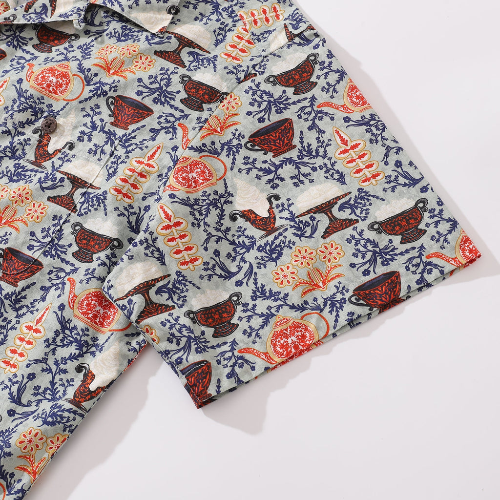 Cookies and Semla Fika Print Cotton Camp Collar Shirt