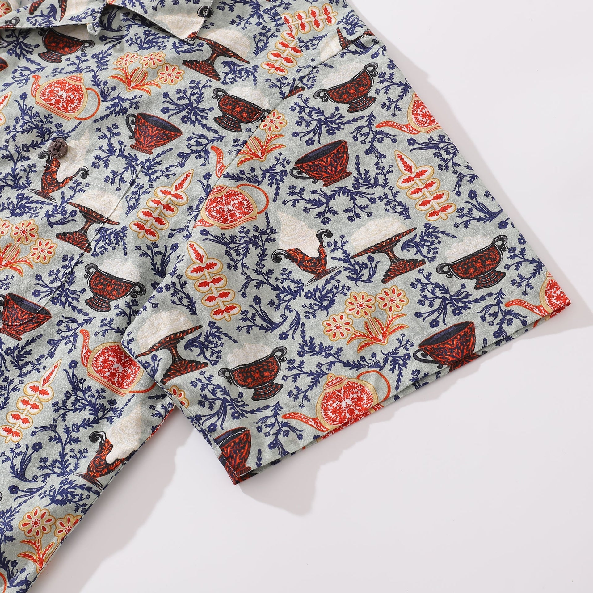 Cookies and Semla Fika Print Cotton Camp Collar Shirt