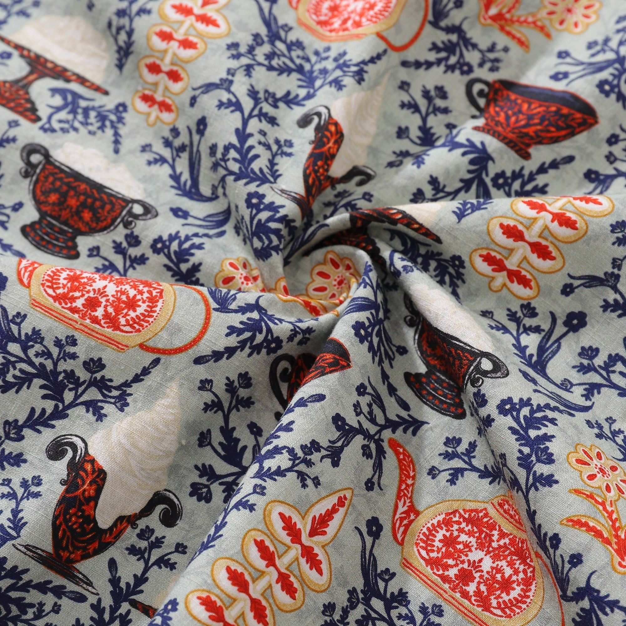Cookies and Semla Fika Print Cotton Camp Collar Shirt