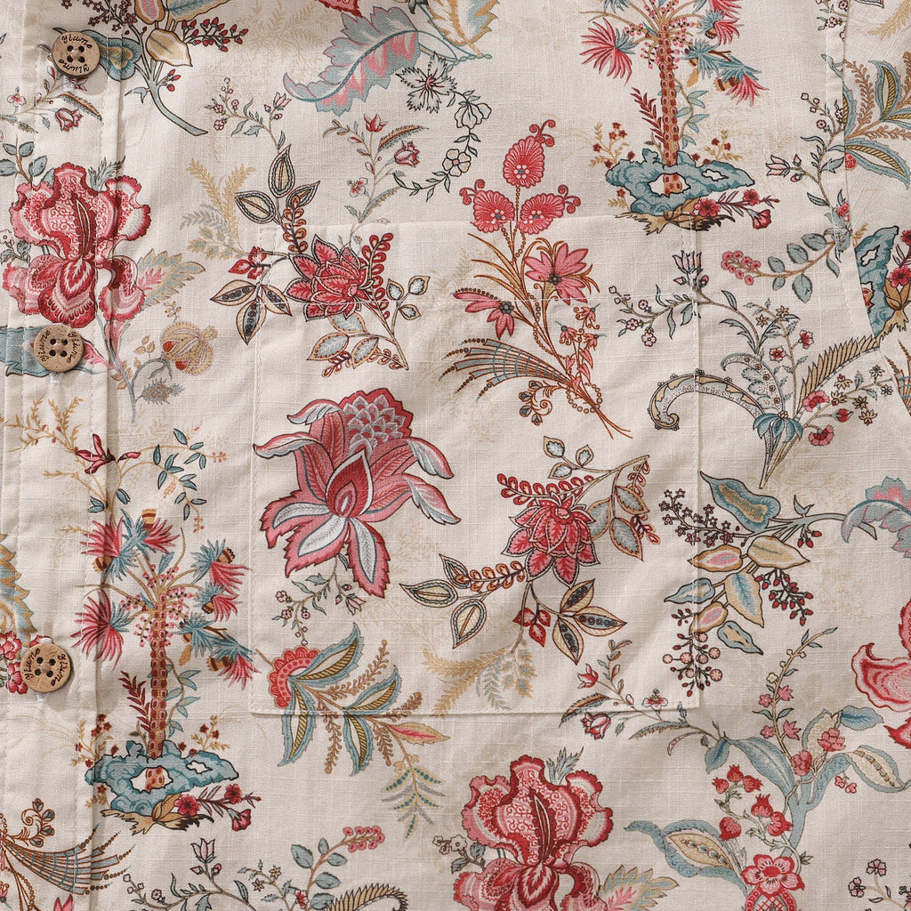 Paradise Found Floral Print Cotton Button-down Shirt
