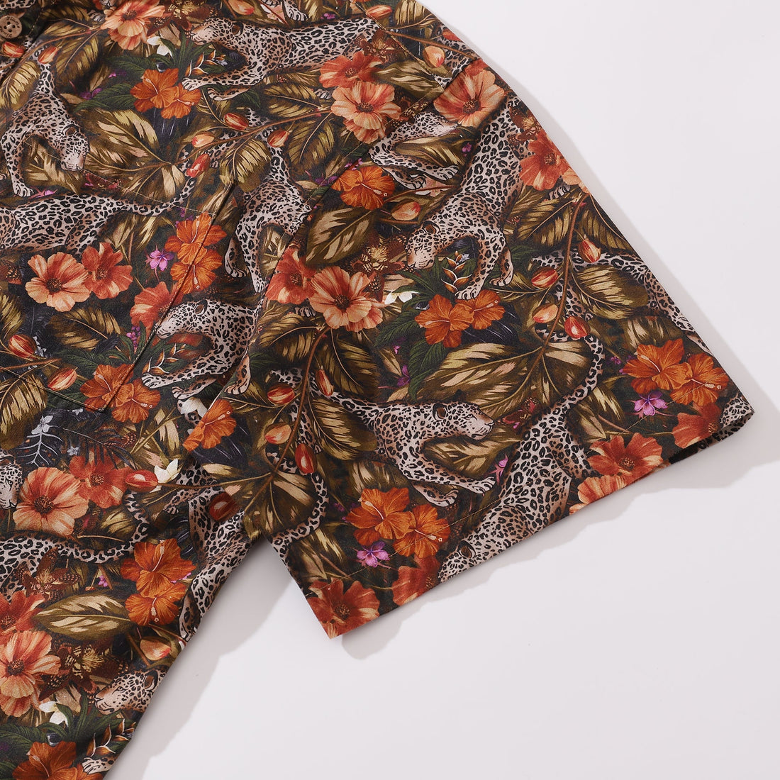 Men's Playful Leopard Print Short Sleeve Aloha Button-Down Shirt