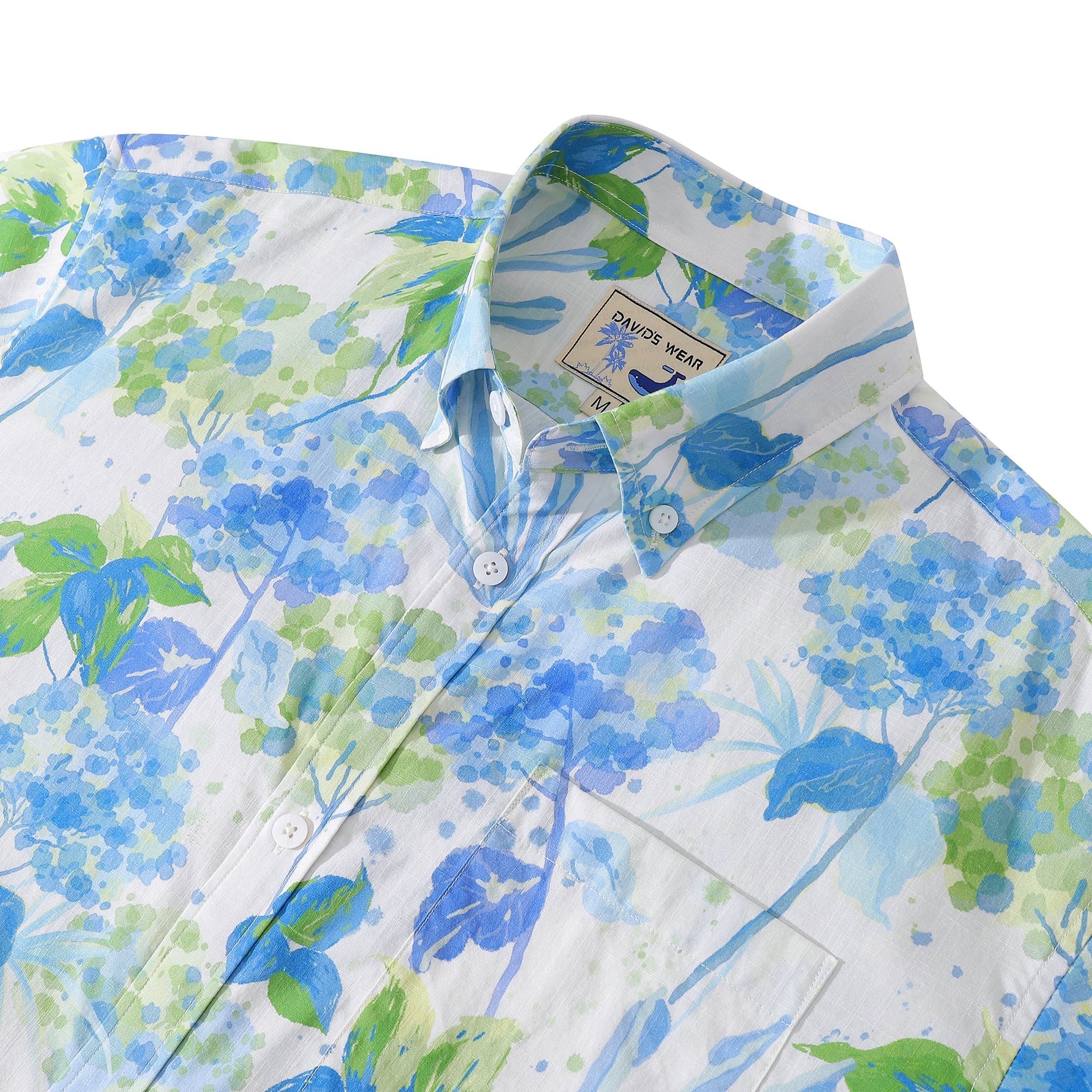 Men’s 100% Cotton Aloha Shirt Smudged Floral Print Button Down