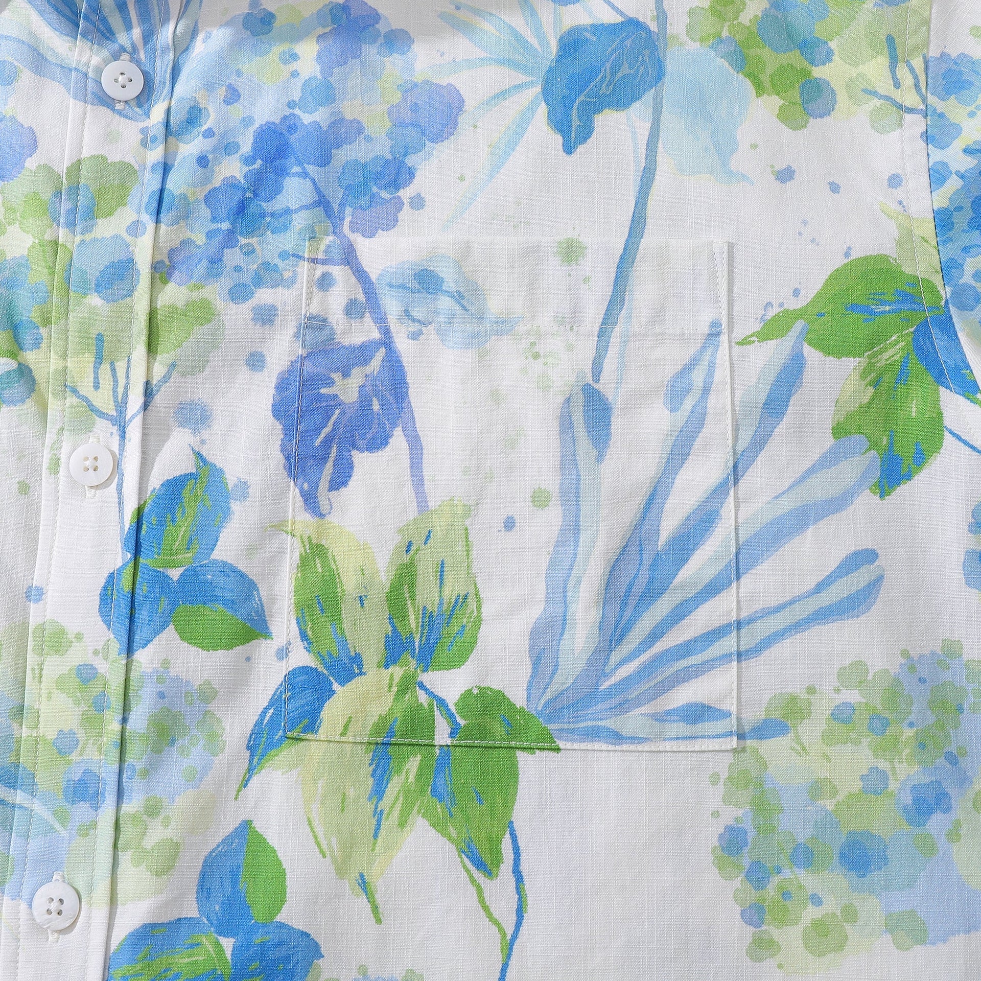 Men’s 100% Cotton Aloha Shirt Smudged Floral Print Button Down