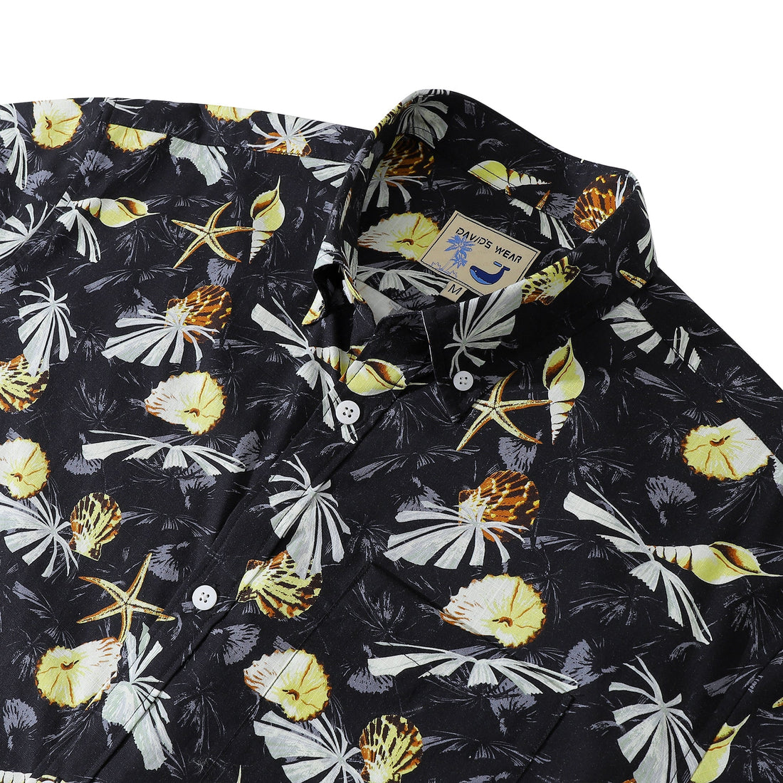 Men's Vintage Tropical Conch Print Cotton Hawaiian Aloha Shirt