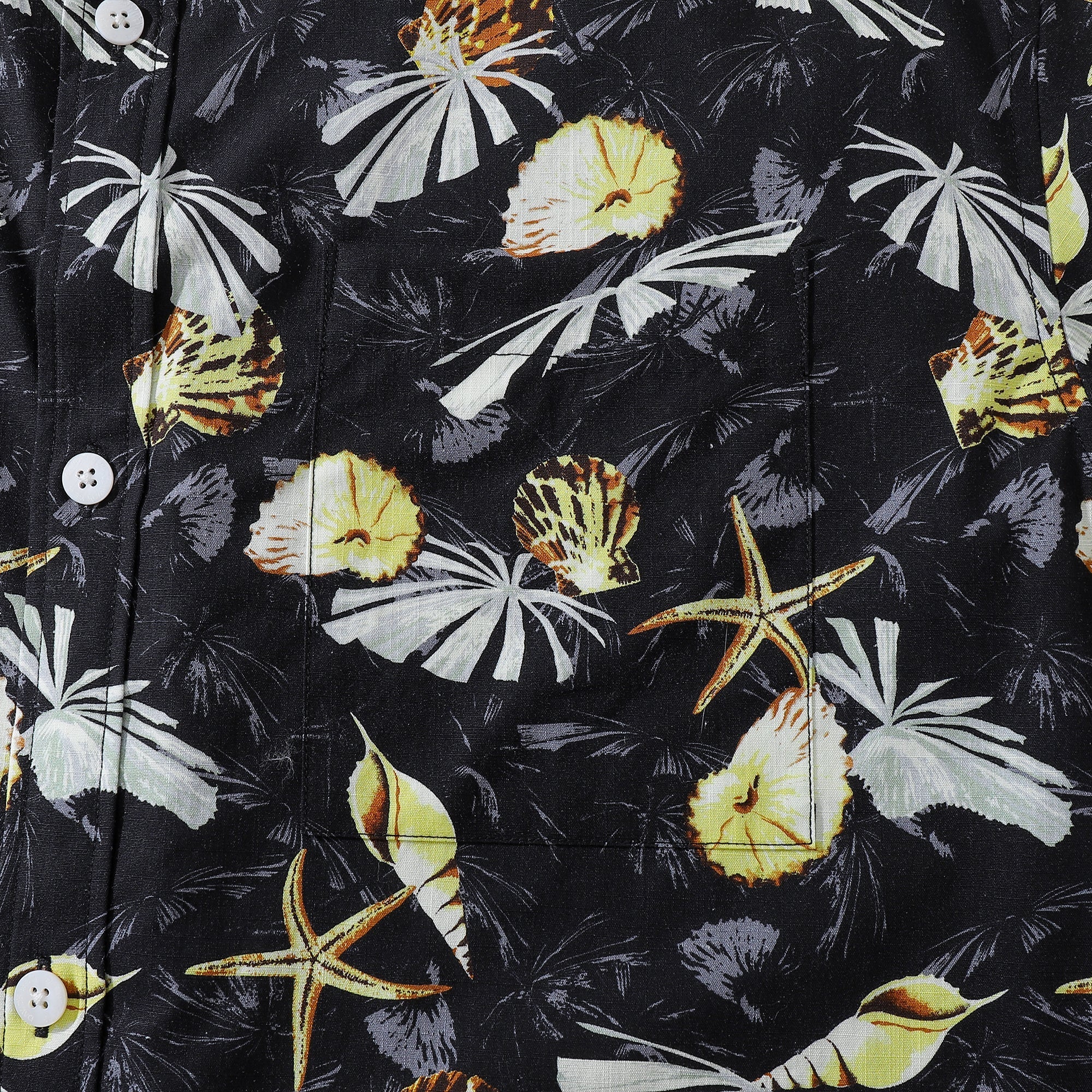 Men's Vintage Tropical Conch Print Cotton Hawaiian Aloha Shirt