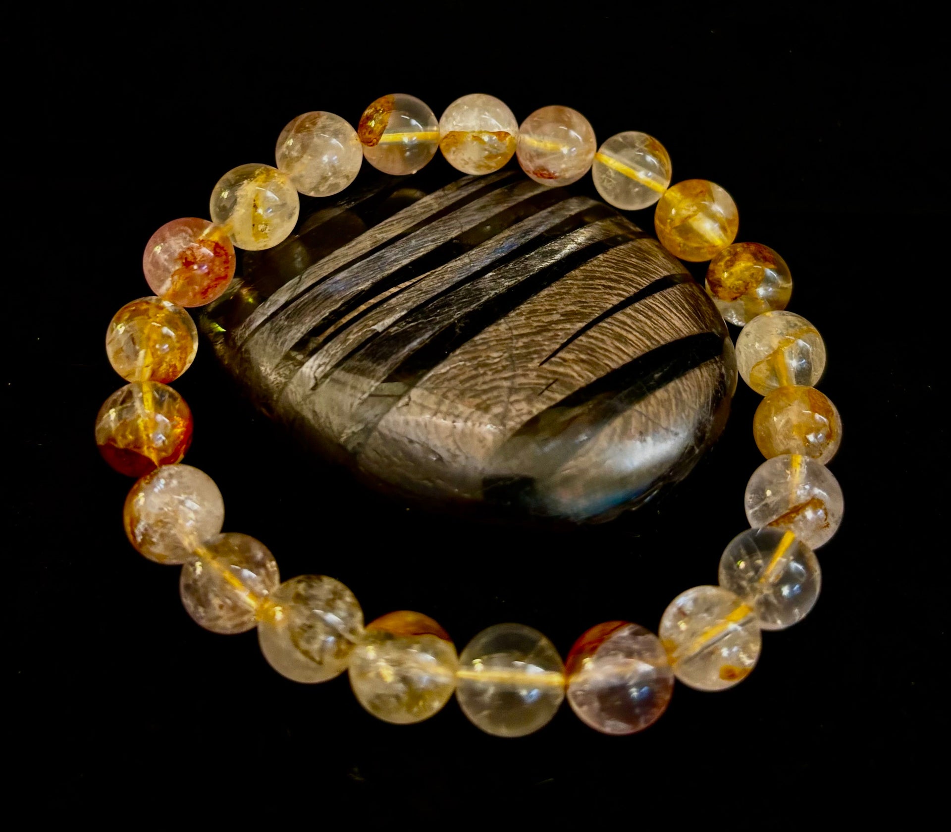 Golden Healer Quartz Bead Bracelet 8mm Natural Crystal Jewelry - Image 8