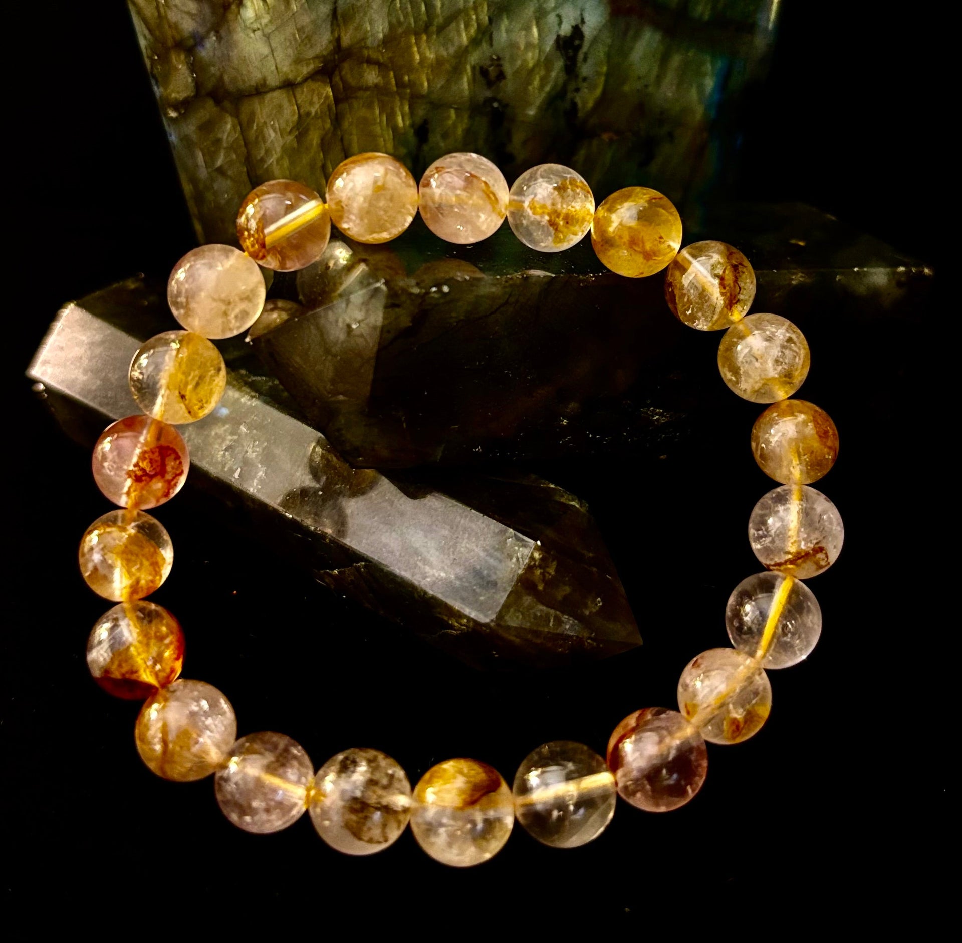 Golden Healer Quartz Bead Bracelet 8mm Natural Crystal Jewelry - Image 4