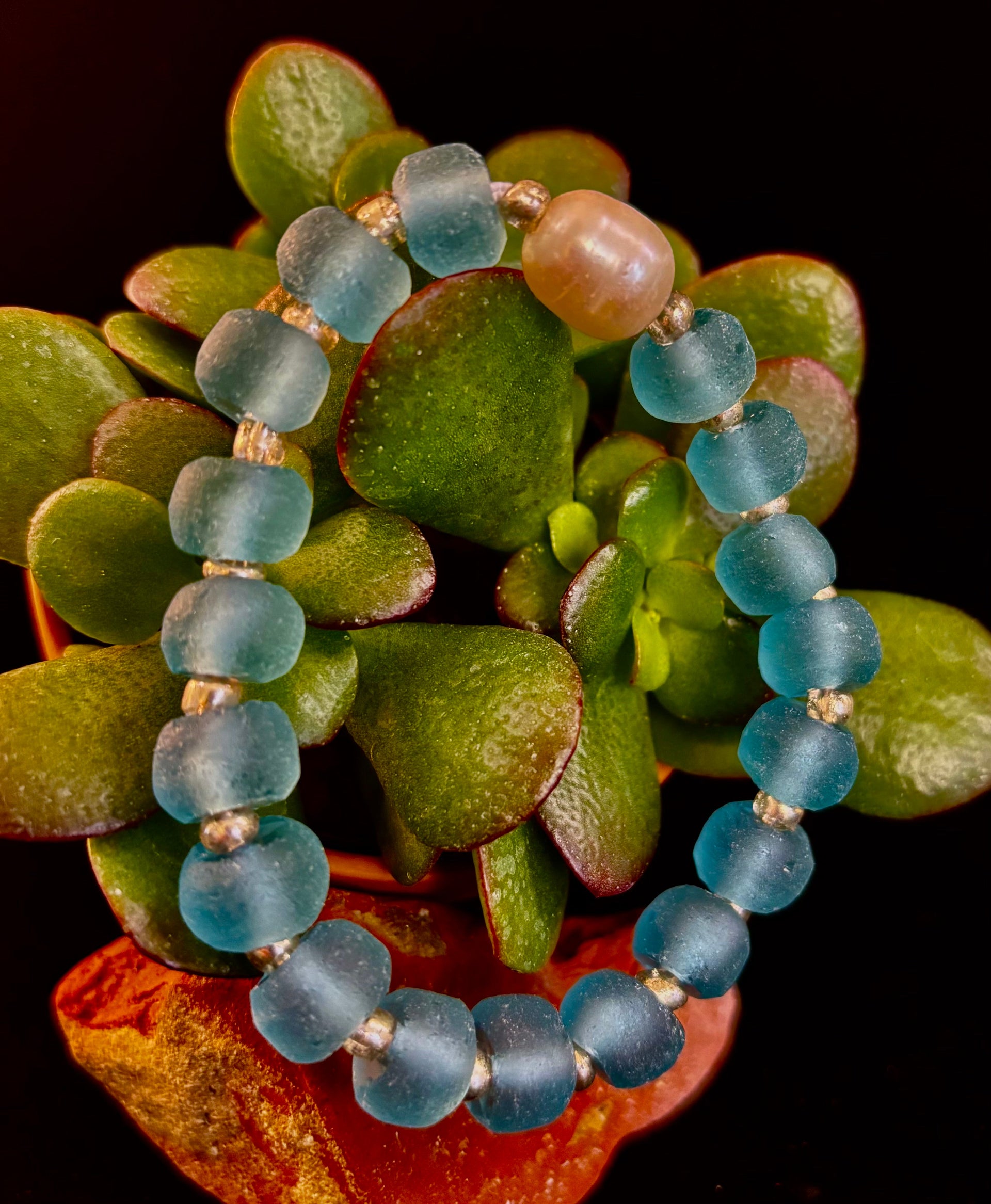 Ocean Aura Sea Glass & Pearl Bracelet 🌊✨