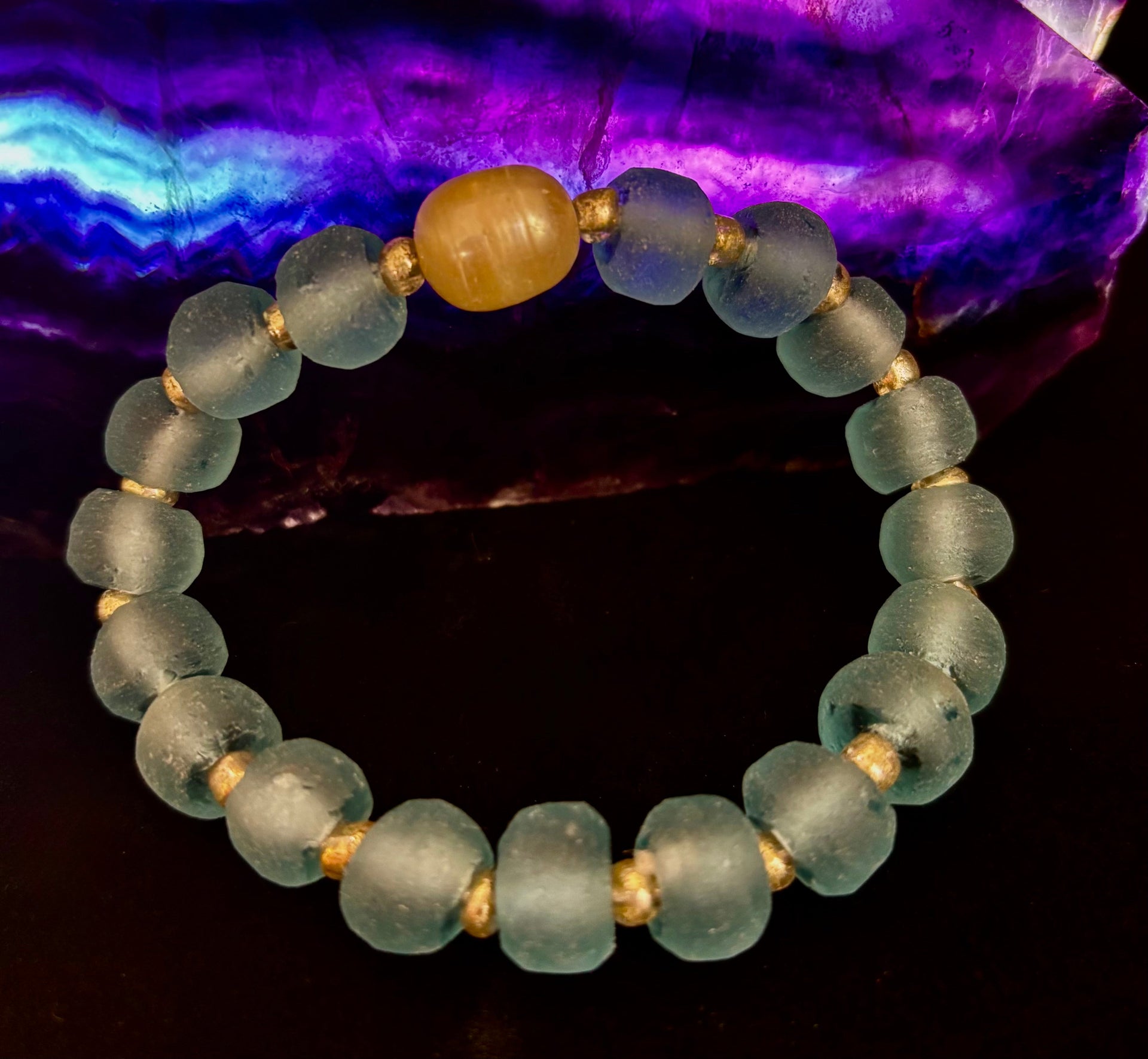 Ocean Aura Sea Glass & Pearl Bracelet 🌊✨