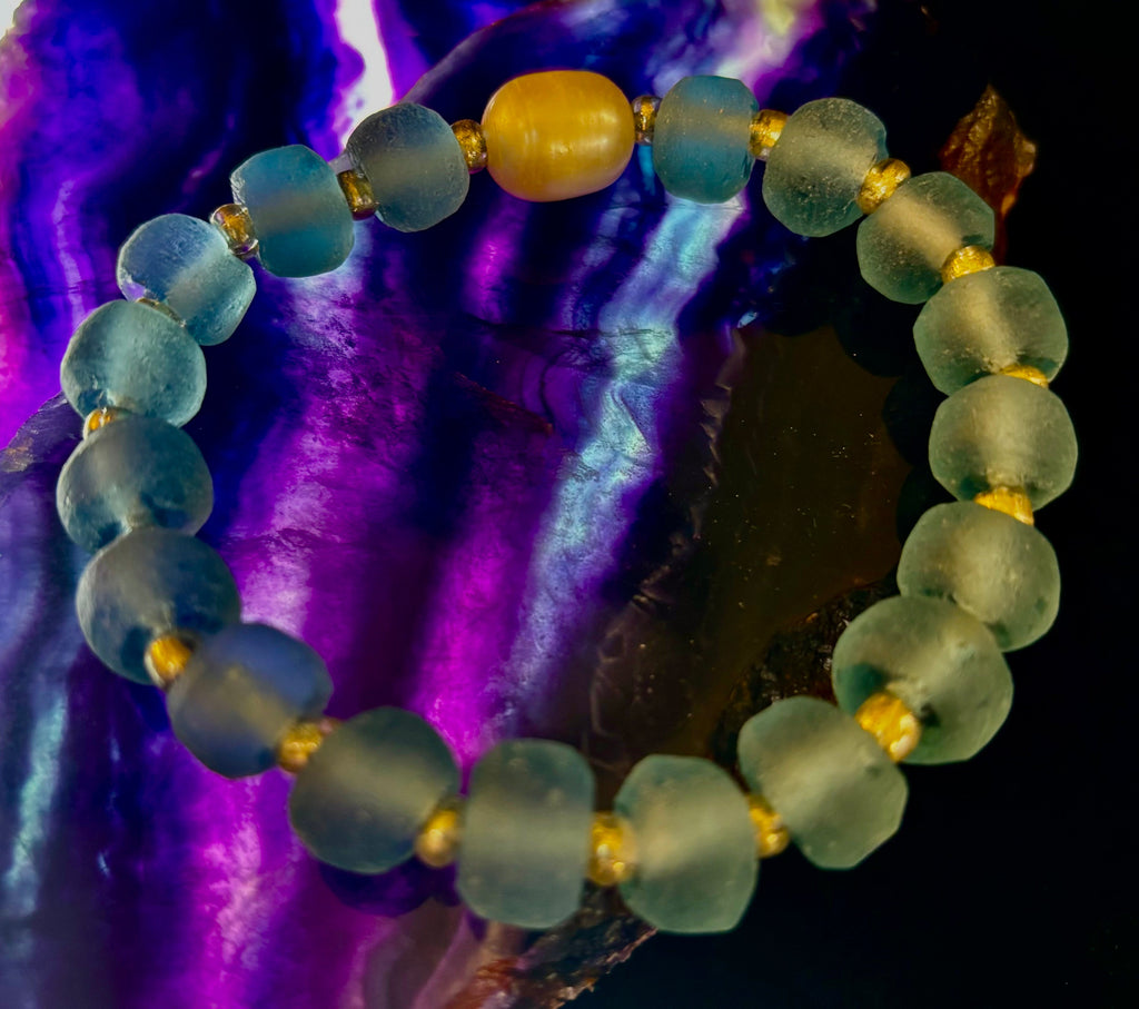 Ocean Aura Sea Glass & Pearl Bracelet 🌊✨