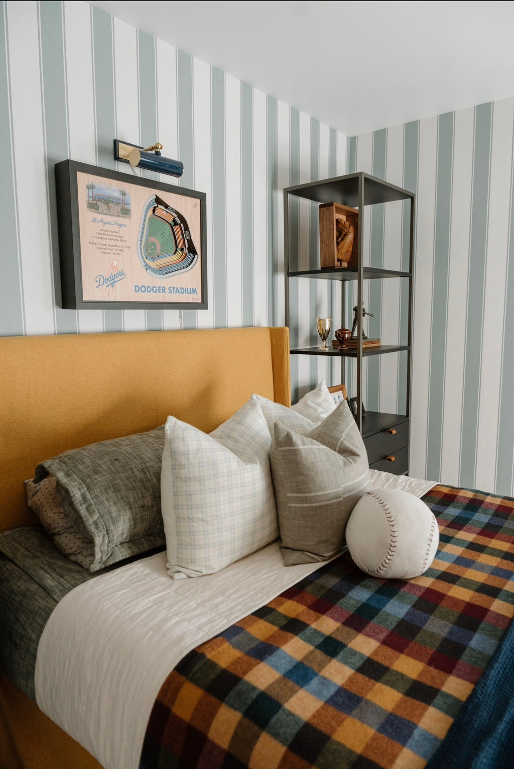 Andy Striped Removable Wallpaper in Blue, White, Pink and Cream
