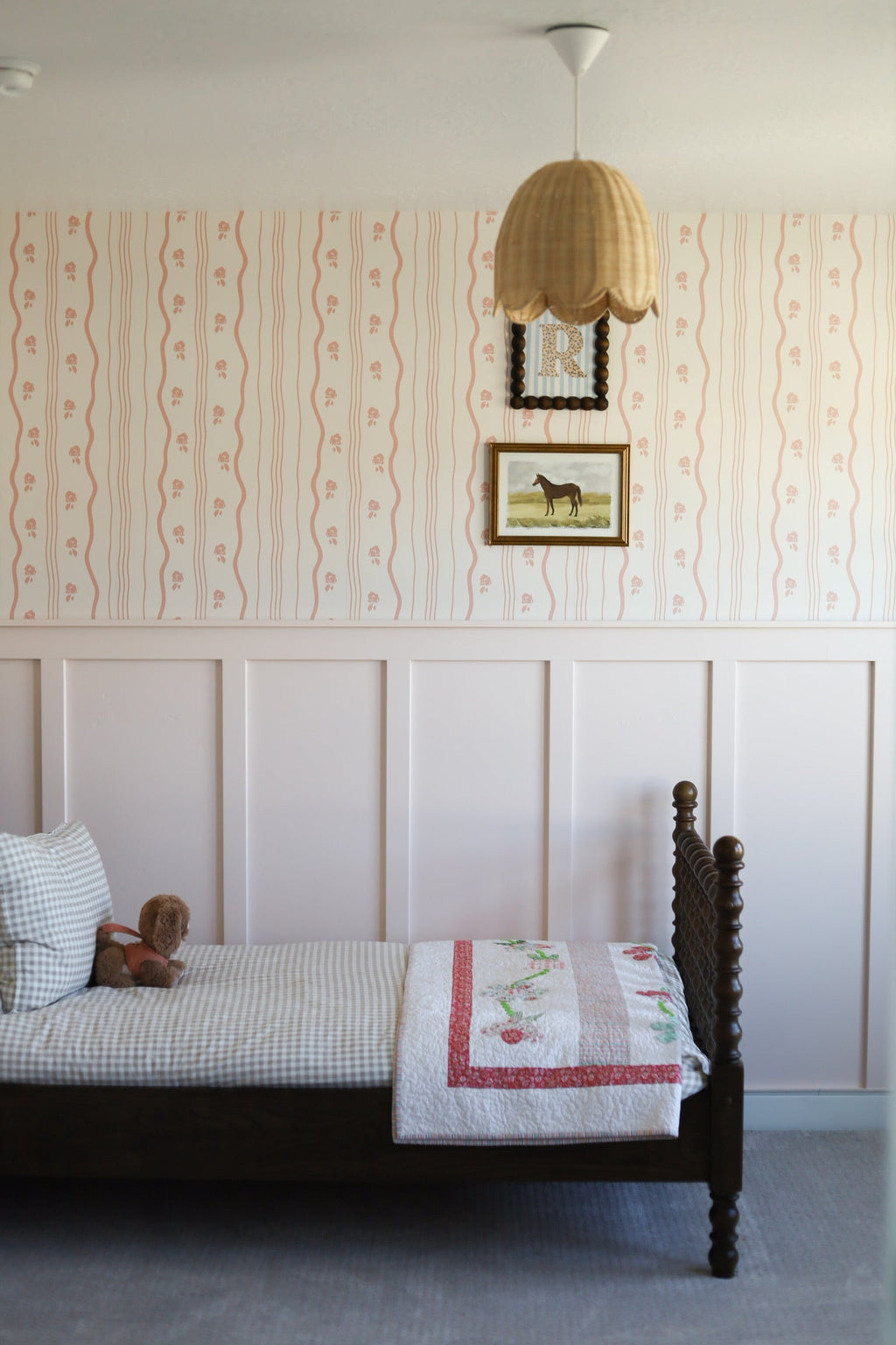 Halle Floral Wallpaper in Blush Pink and Cream