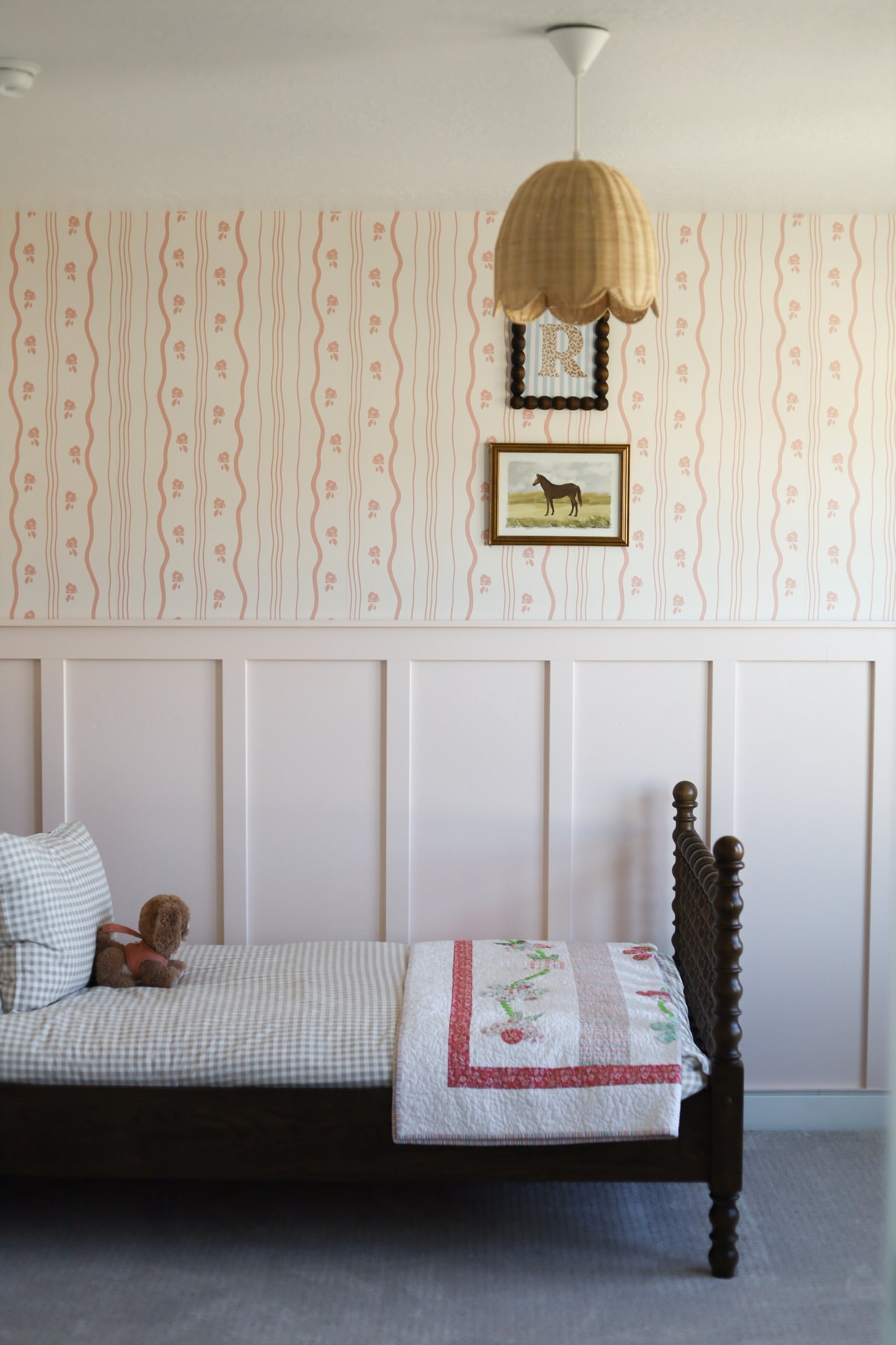Halle Floral Wallpaper in Blush Pink and Cream