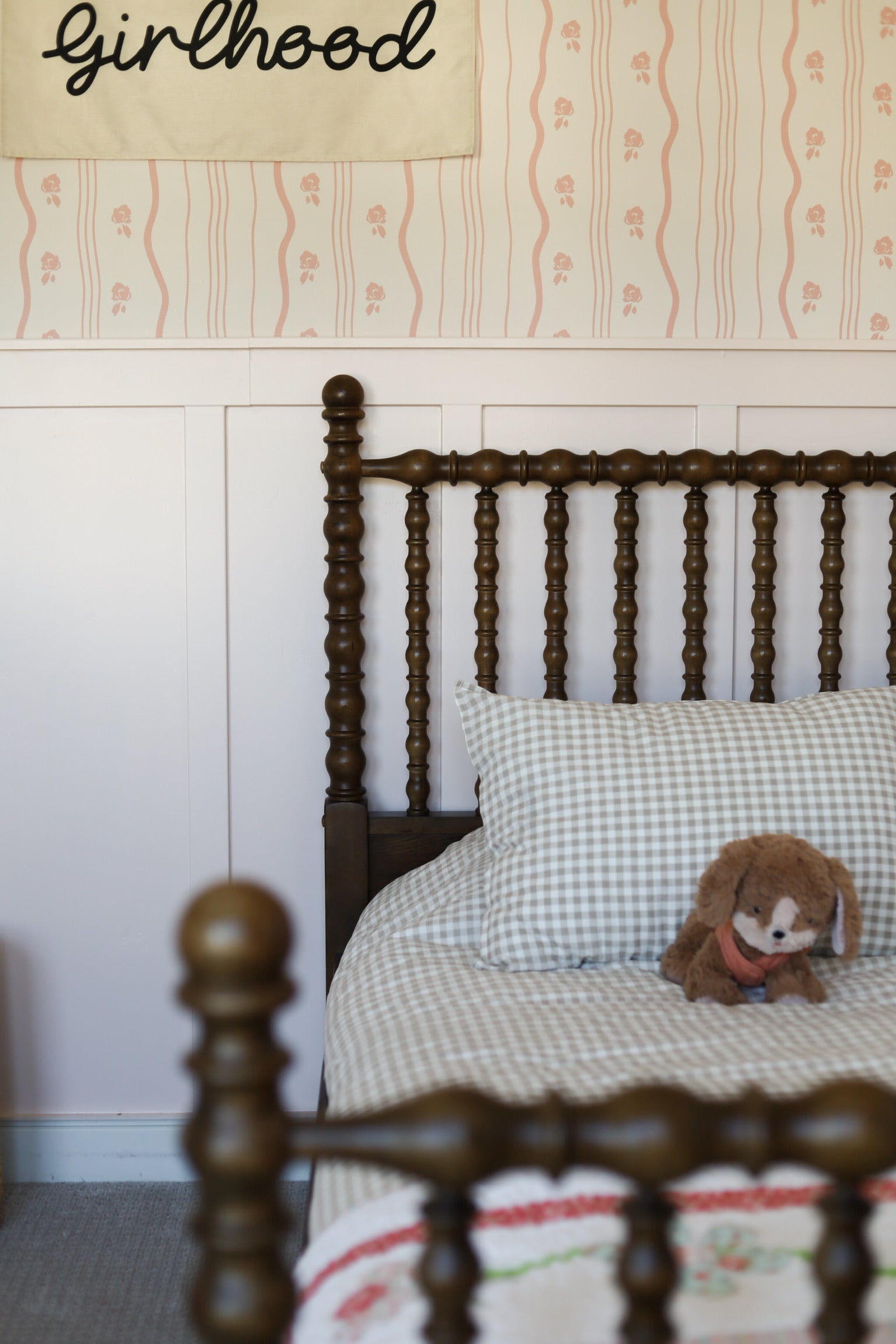 Halle Floral Wallpaper in Blush Pink and Cream