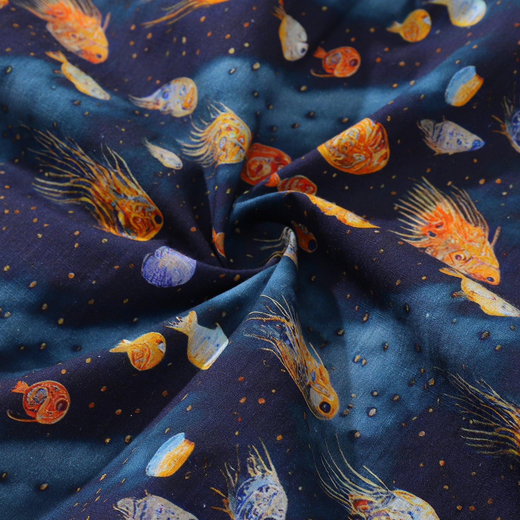 Men's Aquatic Reverie Print Short Sleeve Button-Down Cotton Shirt
