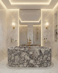Fluted Arabescato Breccia Bathtub, Ribbed Natural Stone Bath