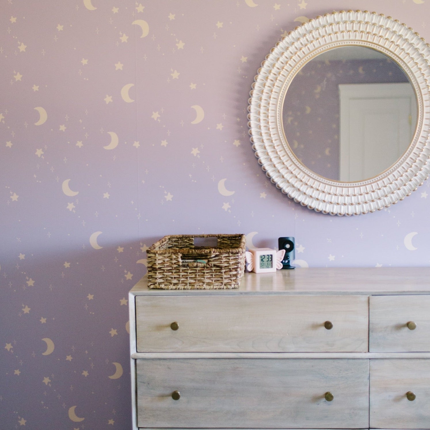 Eclipse lavender and cream bohemian patterned wallpaper