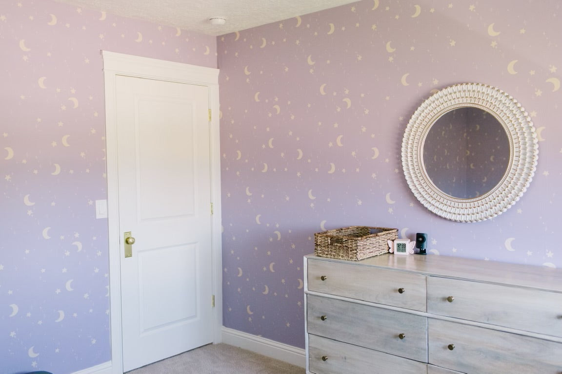 Eclipse Removable Wallpaper in Lavender and Cream