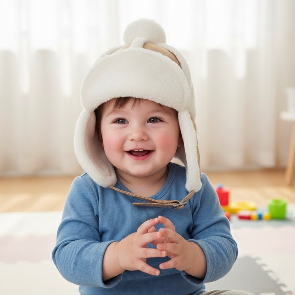Faux - Fur Winter Hat for Kids- Sherpa Aviator Hat