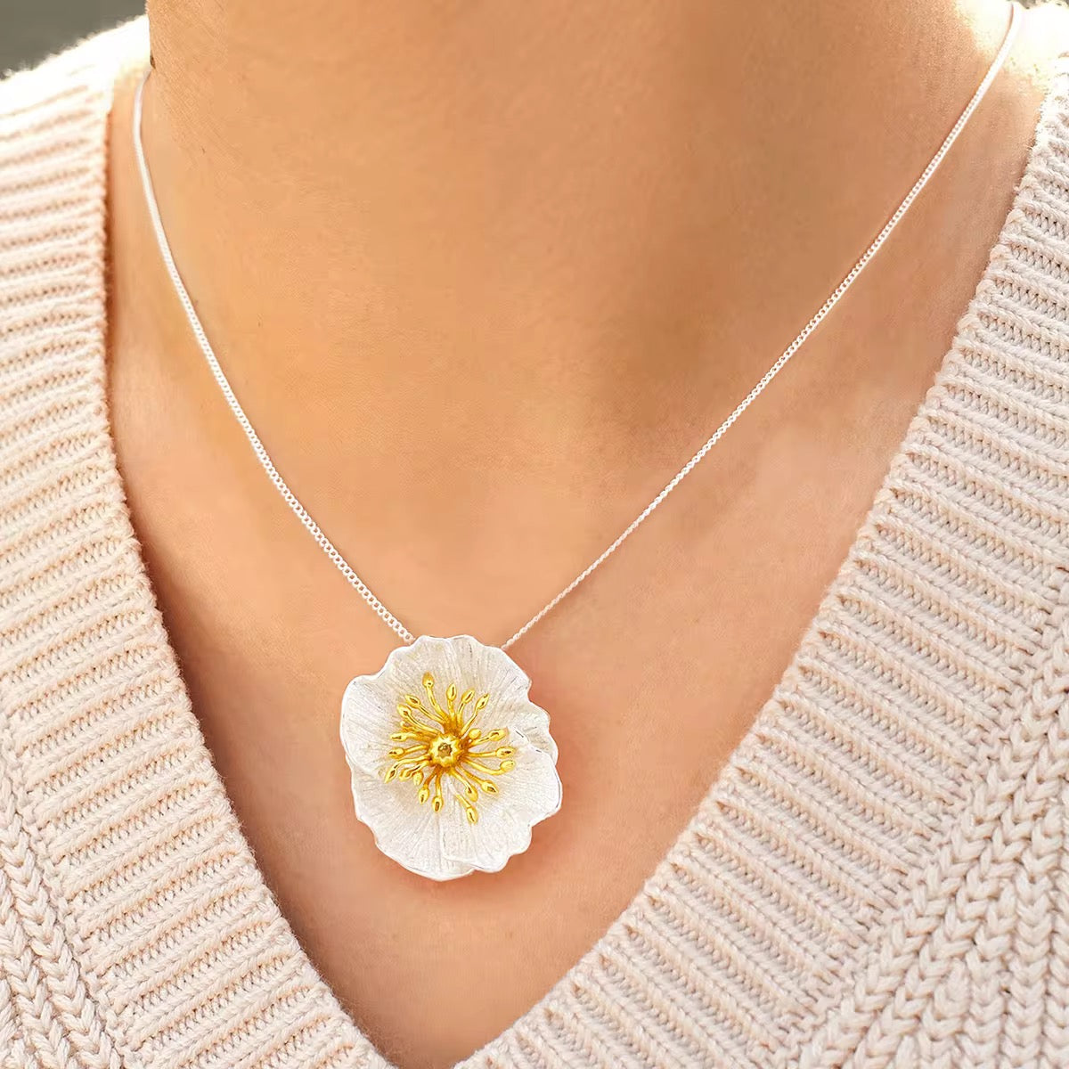 Wildflower Blossom Sterling Silver Necklace