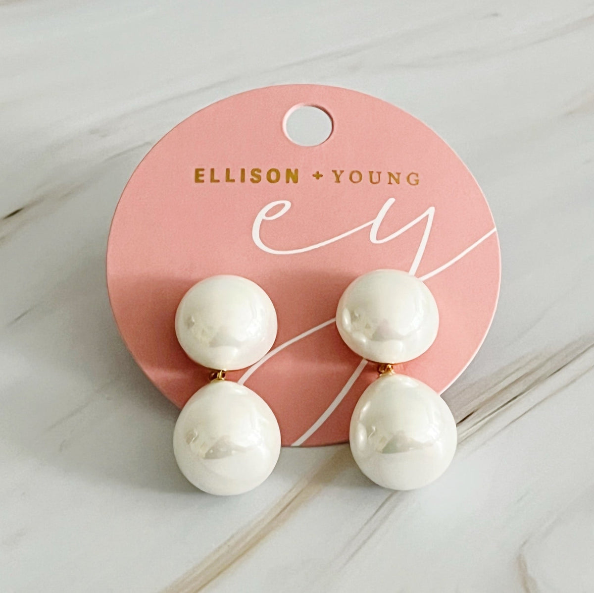 White Pearl Teardrop Earrings with 18k Gold Plated Accents - Image 4