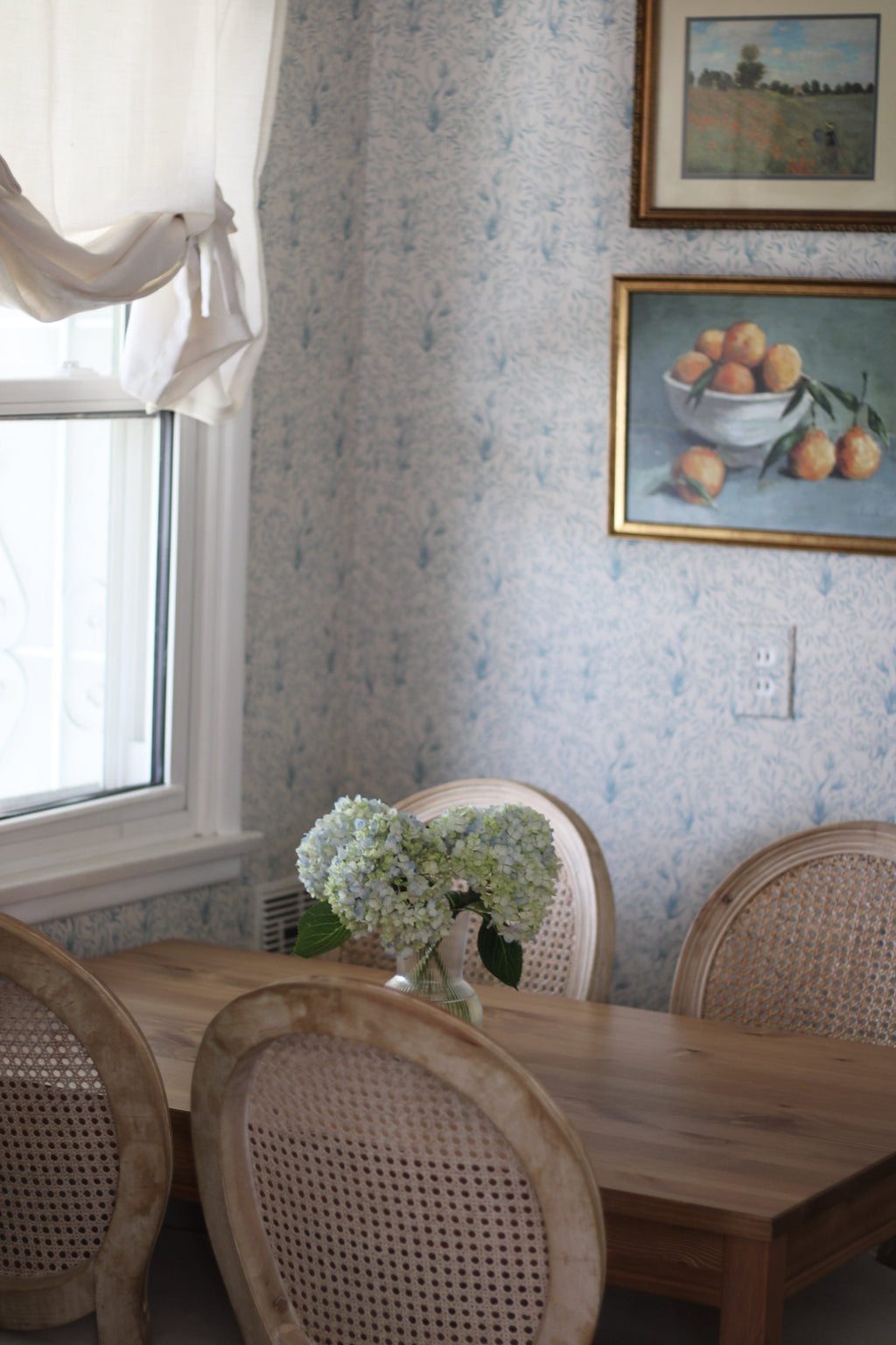 Austen Floral Cottagecore Wallpaper - White & Blue