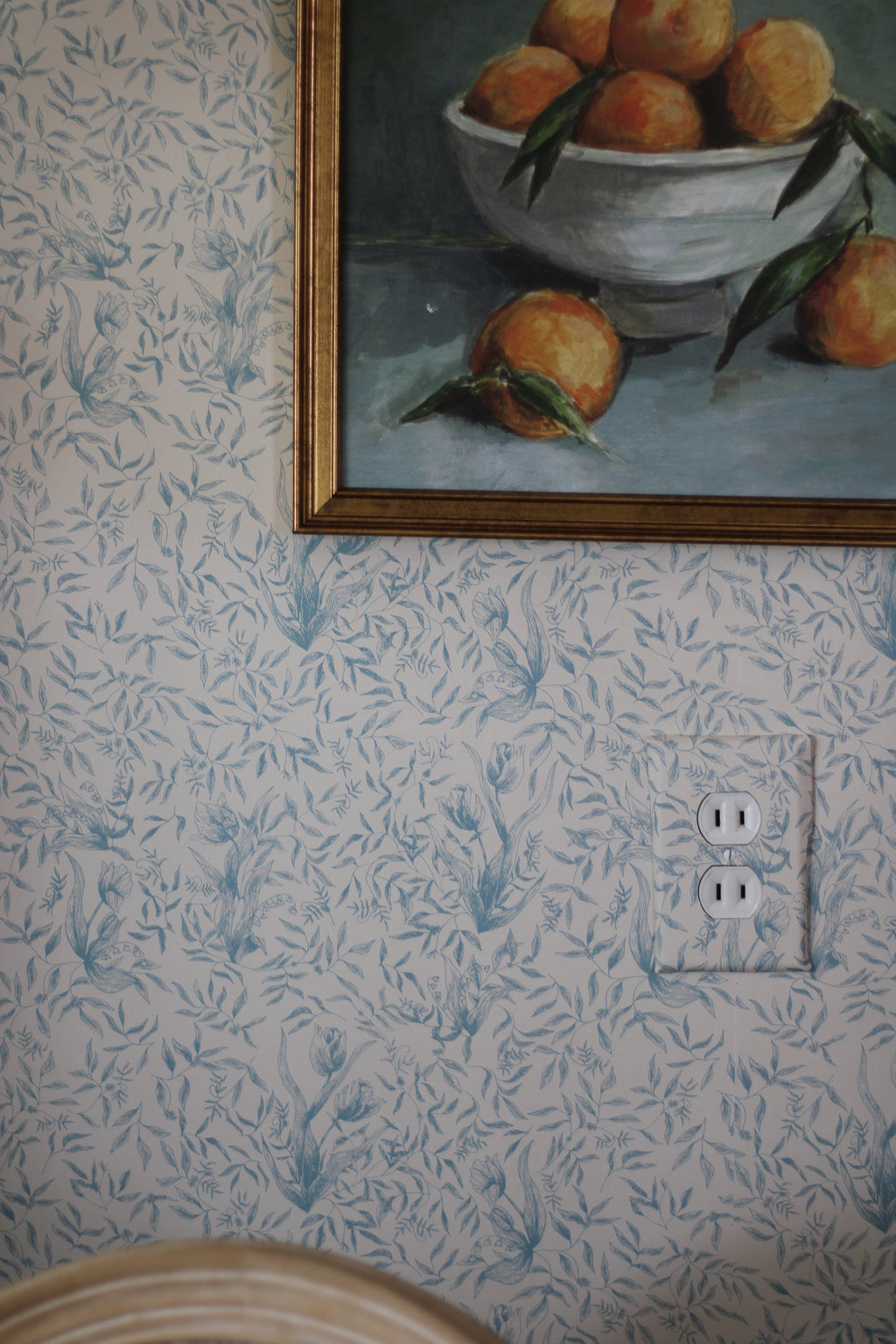 Austen Floral Cottagecore Wallpaper - White & Blue